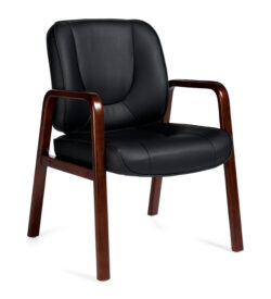 OTG 11770B Luxhide Guest Chair with Wood Accents